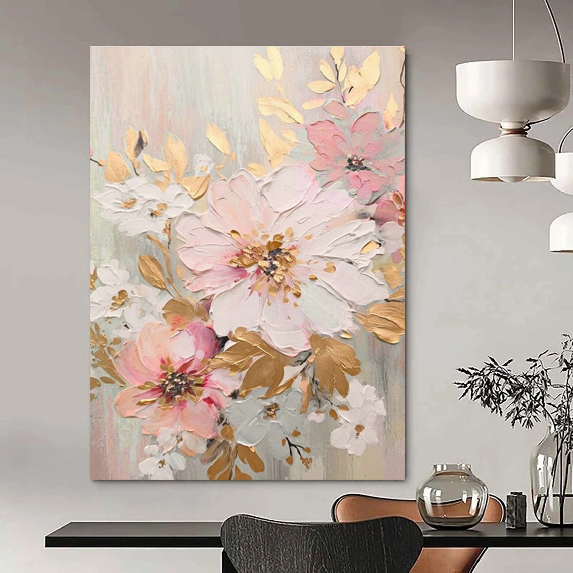 Hand - Painted Abstract Art Triptych for Bedroom & Office DLZ1397