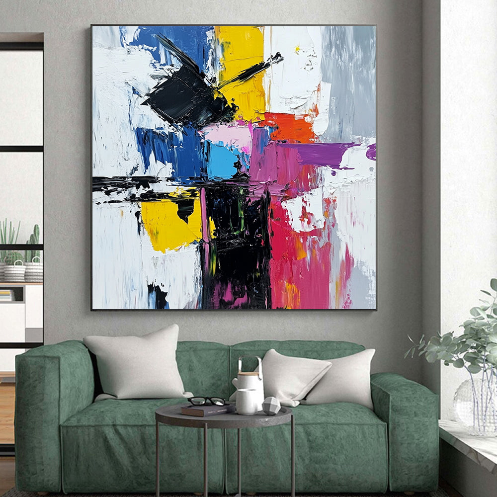 Multicolor Block Abstract Painting with Thick Brushstrokes GER732
