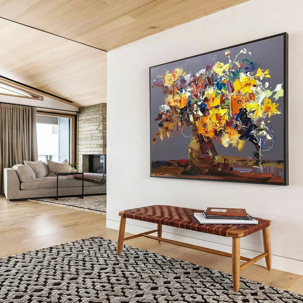 Colorful Floral Abstract Painting with Vibrant Hues THY279