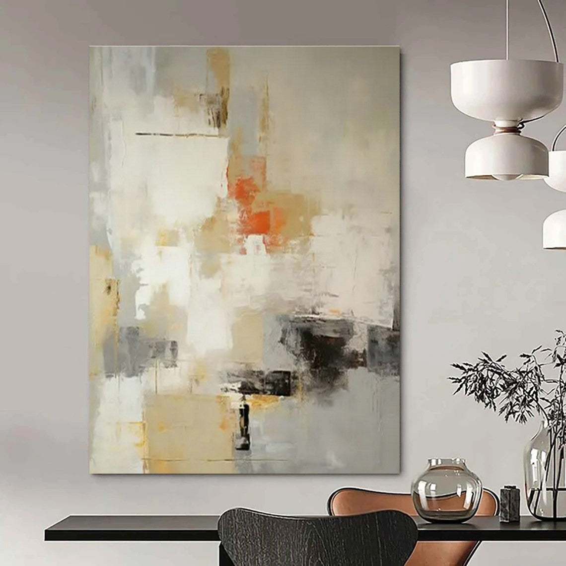 Large Hand-Painted Abstract Art for Cottage Office Headphone Hook Wall & Hallway Dog Collar Hanging Wall DLZ1757