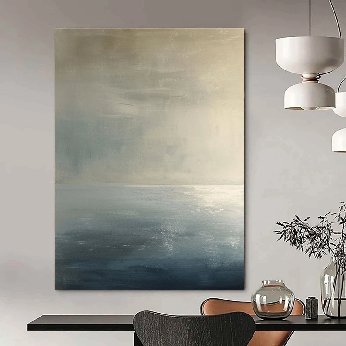 Subtle Light - toned Abstract Painting with Gray and Beige ADGE299