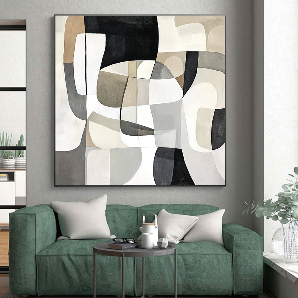 Neutral Tones Soft Geometric Abstract Artwork GER212