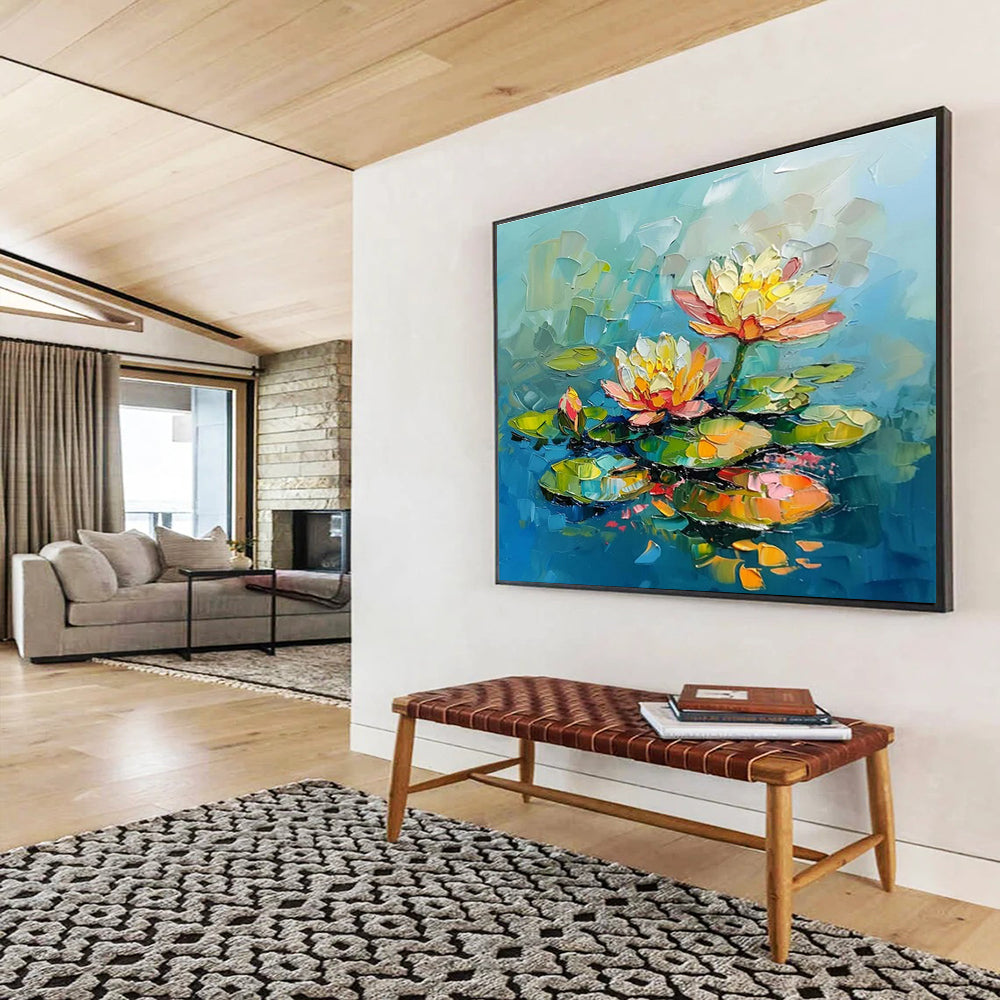 Colorful Water Lilies Abstract Painting THY087