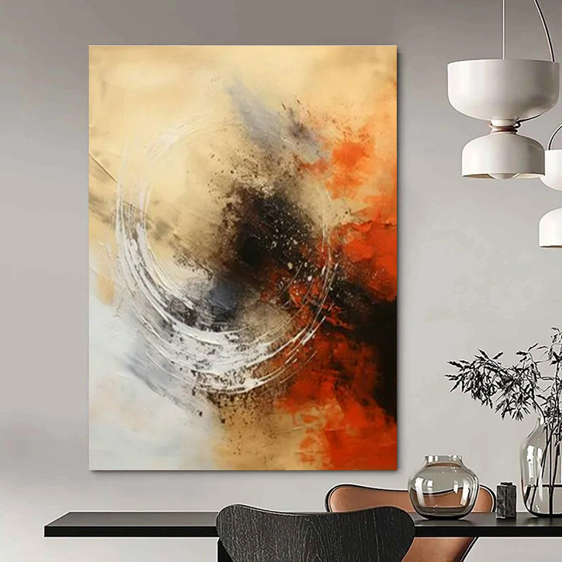 Original Hand-Painted Abstract Painting for Living Room Fireplace Mantel Wall and Bedroom Canopy Bed Niche DLZ1710