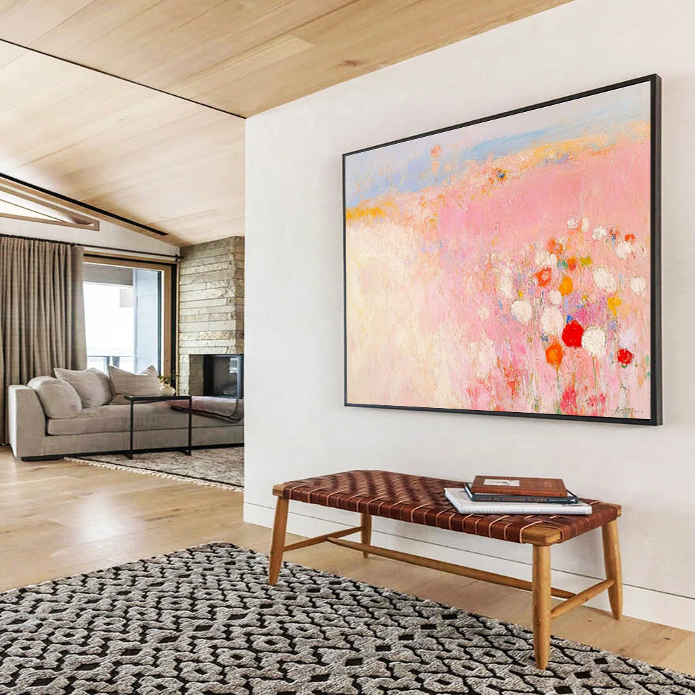 Pastel Landscape Abstract Painting with Pink and Soft Hues DYP508