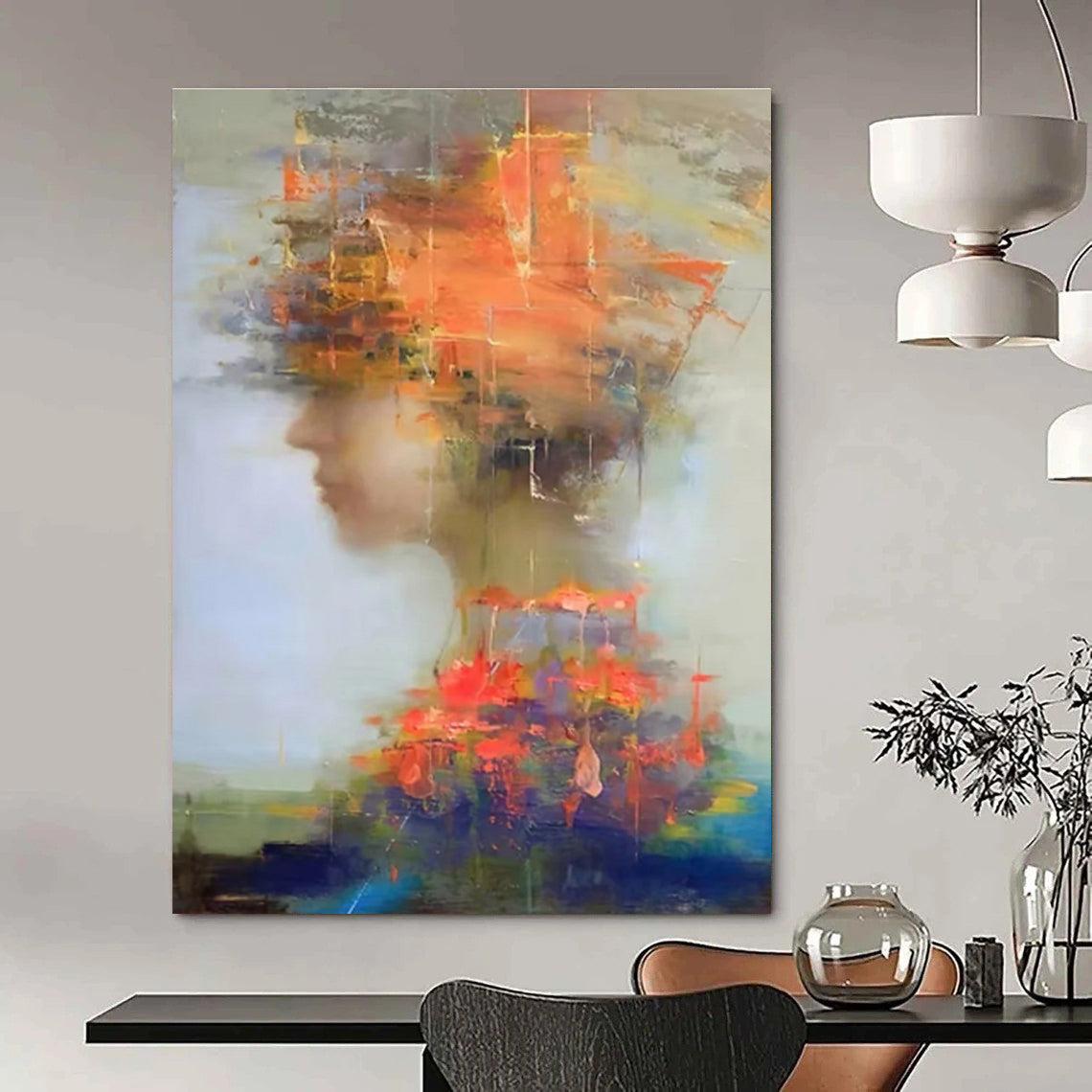 Colorful Portrait Abstract Painting with Layered Textures ADGE318