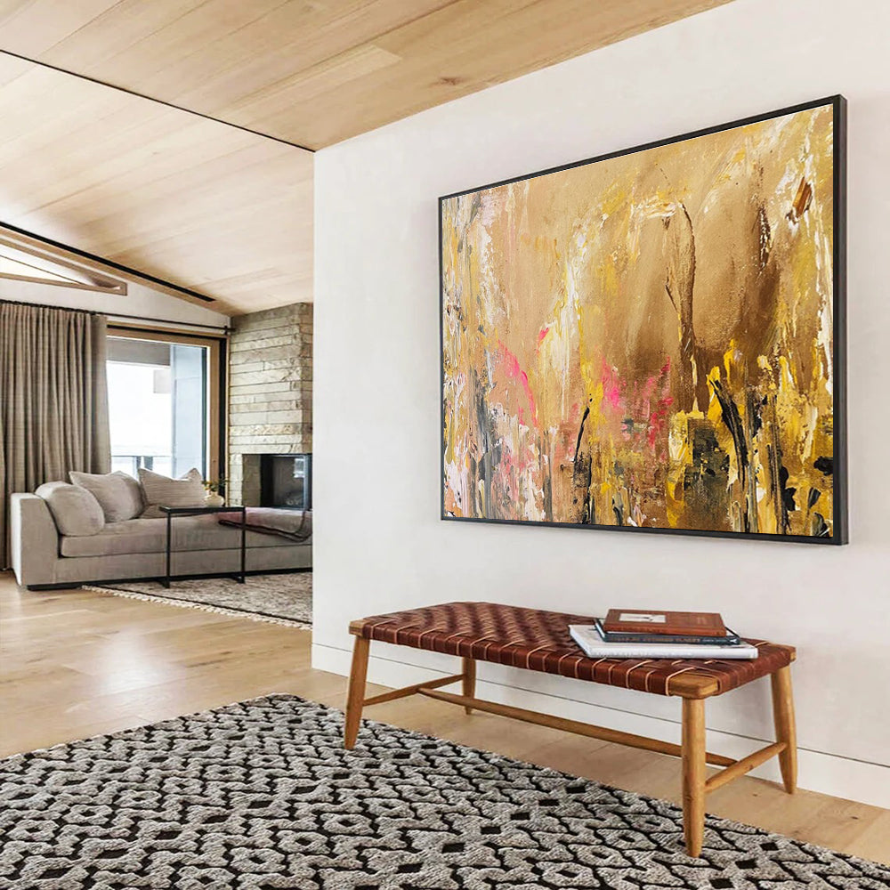 Beige Pink Abstract Painting with Soft - Romantic Tones THY378