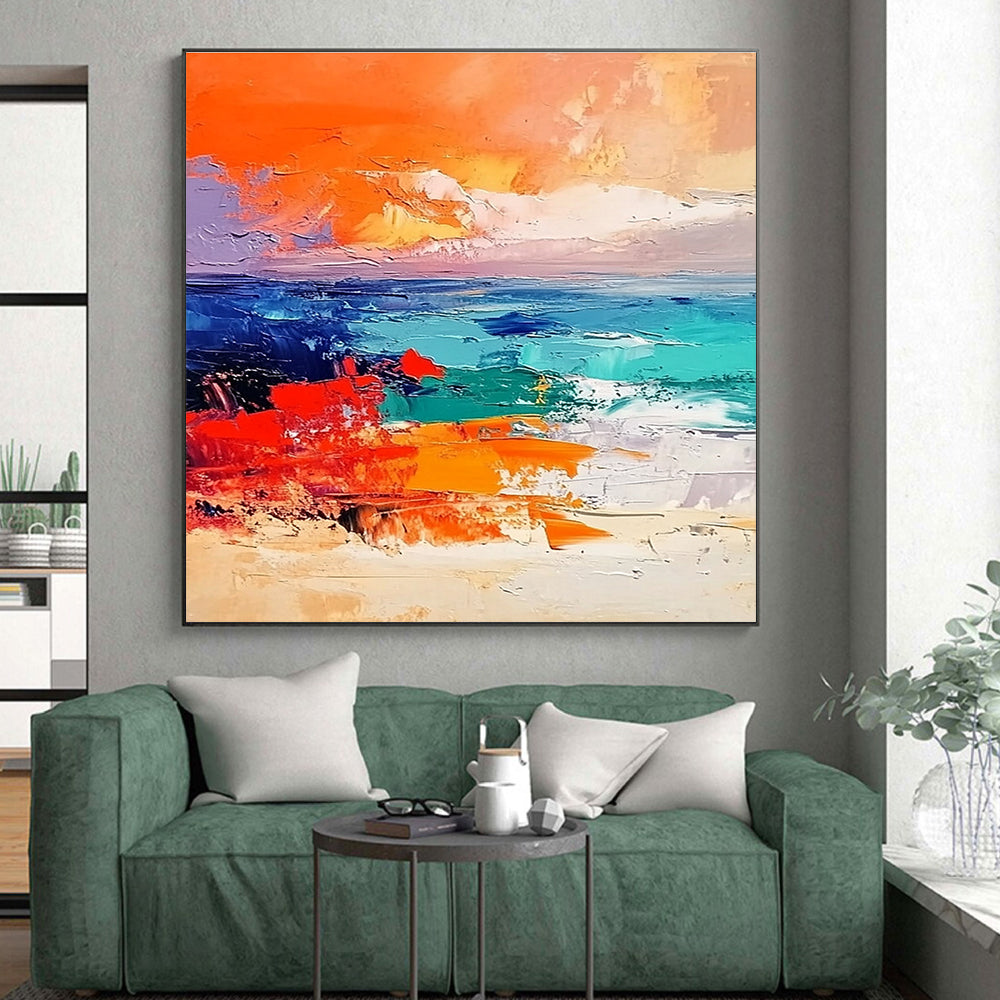 Colorful Sea Sunset Abstract Painting with Vivid Hues GER580