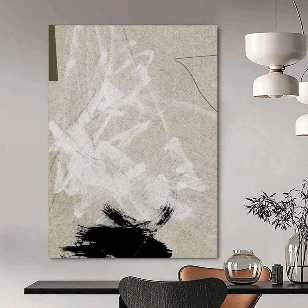 Minimalist Collage on Beige Abstract Art ADGE168