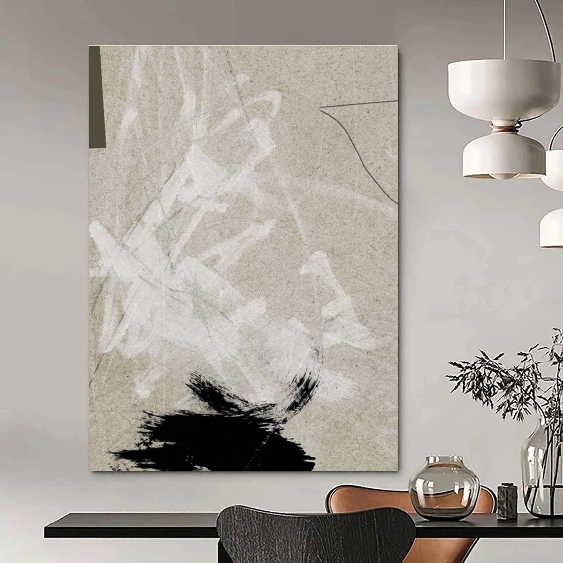 Minimalist Collage on Beige Abstract Art ADGE168