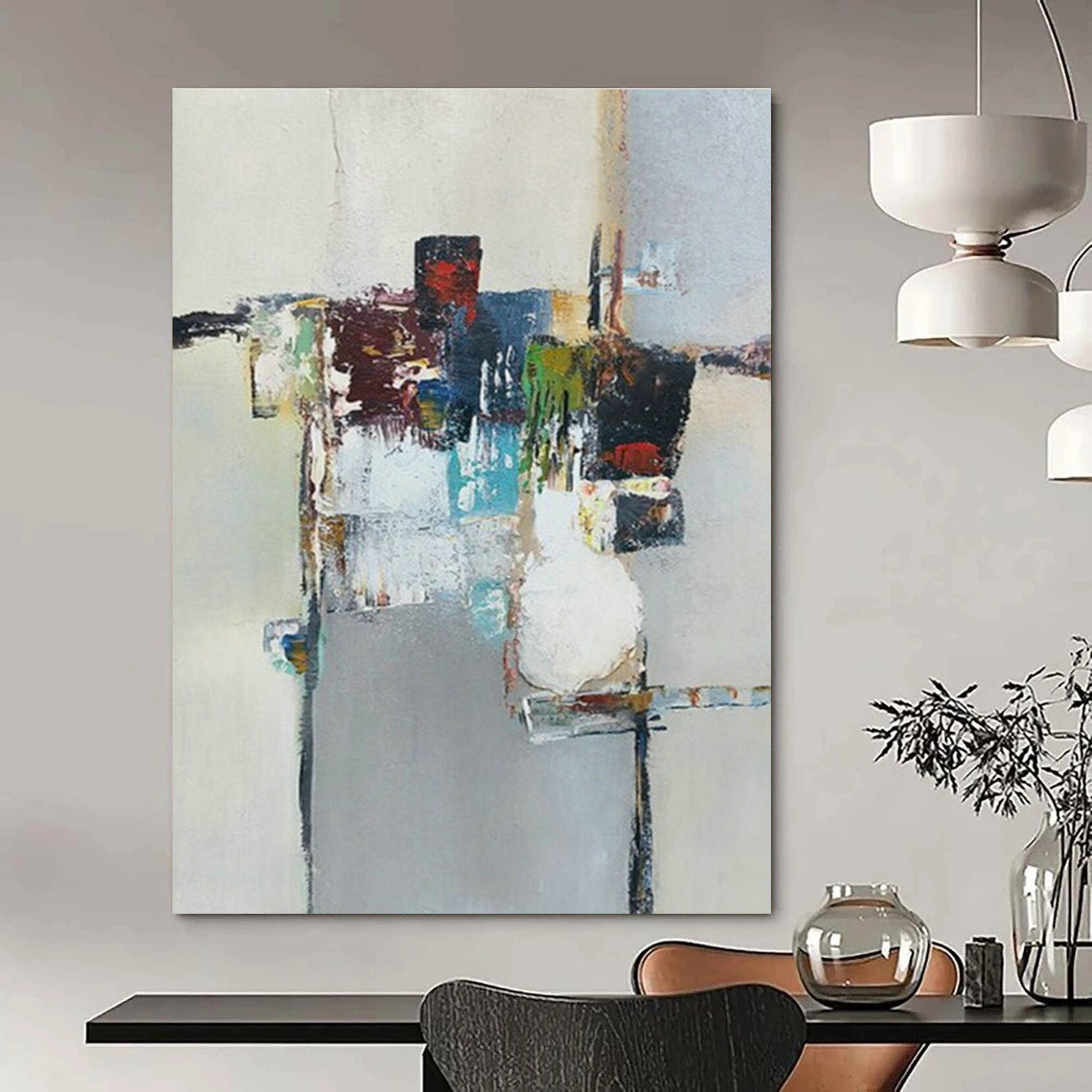 Oversized Hand - Painted Abstract Canvases for Bedroom Wardrobe Interior Backings & Dining Room Wine Rack Shelves DLZ0924