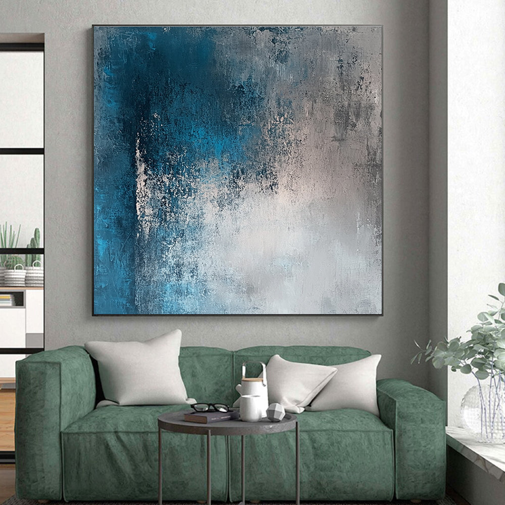 Blue and Gray Textured Gradient Abstract Painting GER213