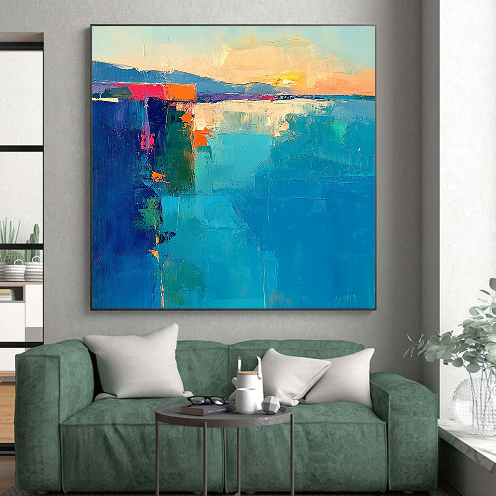 Colorful Coastal Scene Abstract Painting with Vibrant Hues GER400