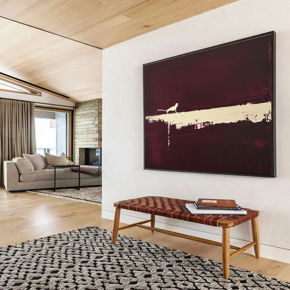 Dark Purple and White Silhouette Abstract Painting with Mysterious Vibe DYP254