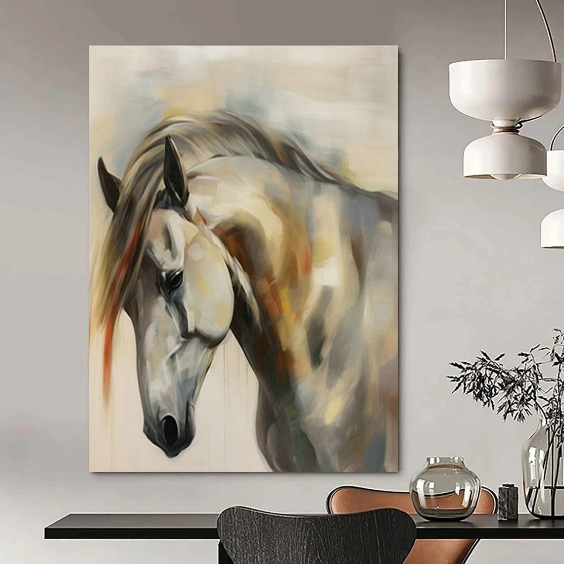Large Hand-Painted Abstract Painting for Entryway and Cottage Dining Room DLZ1567
