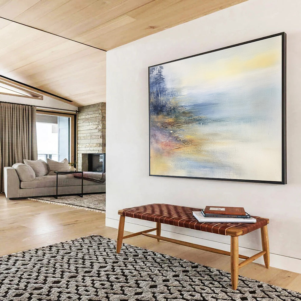 Misty Coastal Abstract Painting with Soft Hues DYP269