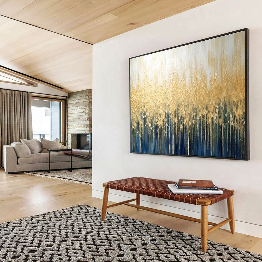 Gold Blue Forest Abstract Painting THY051