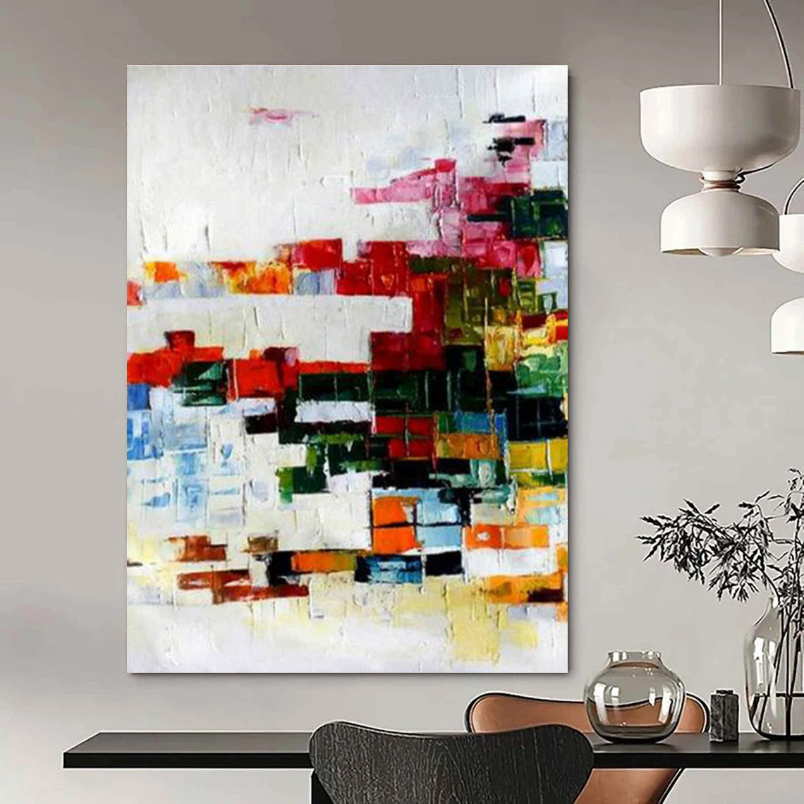 Mosaic - like Color Abstract Painting with a Patchwork of Hues ADGE417