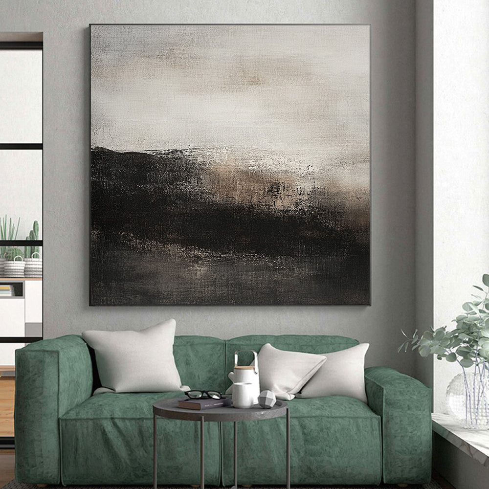 Black White and Gray Abstract Painting with Subtle Gradients GER428