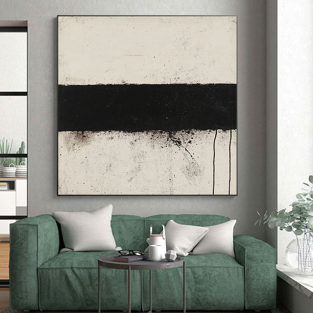 Black and White Abstract Painting with Textured Contrast GER143