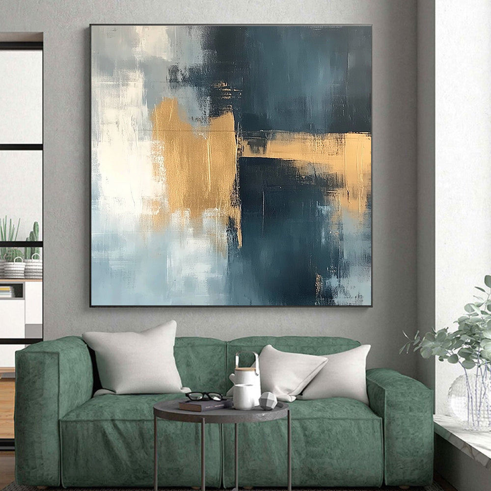 Gray and Gold Abstract Painting with Subtle Textures GER380