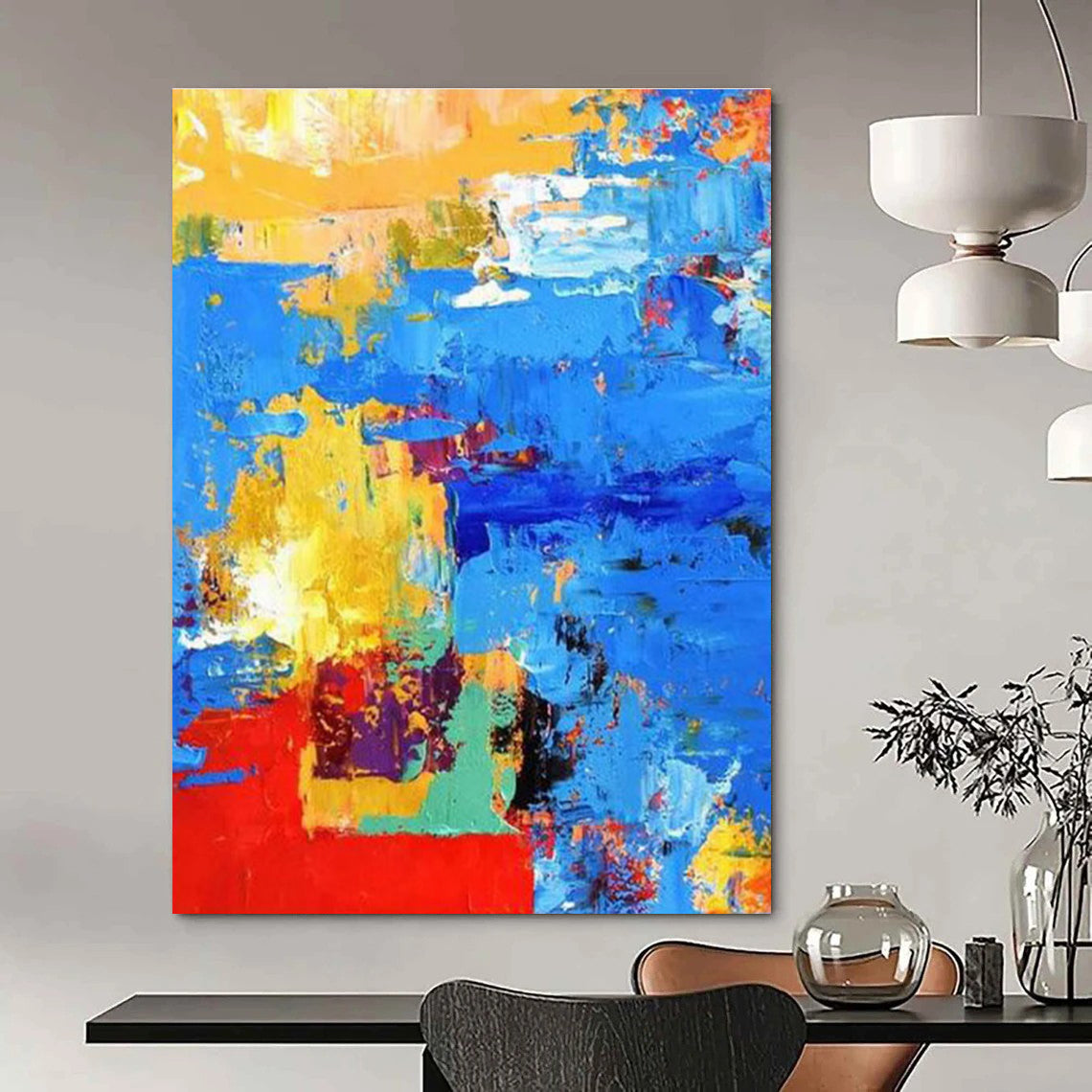 Bold Color Block Abstract Painting with Striking Combinations ADGE413