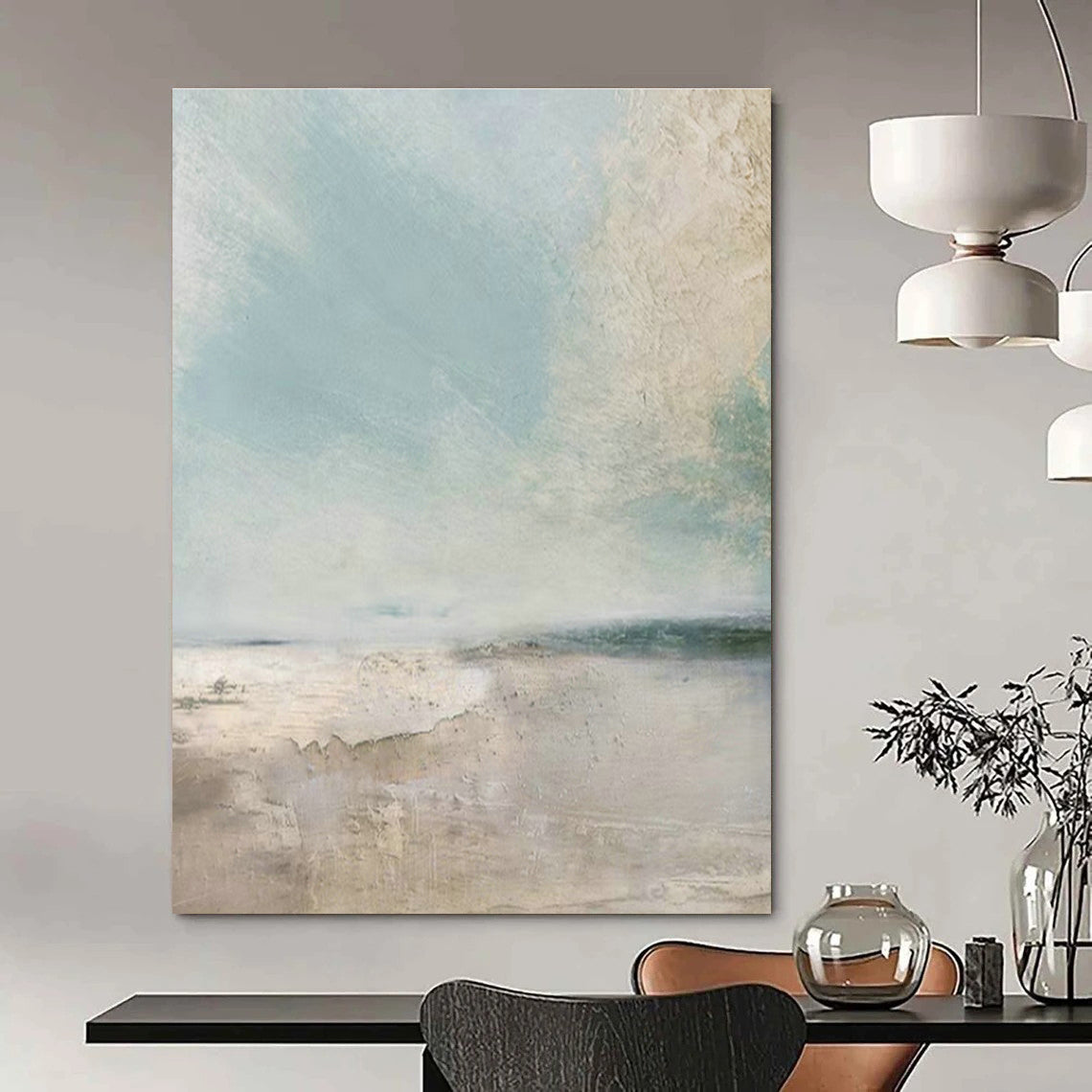 Oversized Custom Hand-Painted Abstract Art for Cottage Hallway Umbrella Stand Wall and Office Printer Station Wall DLZ2005