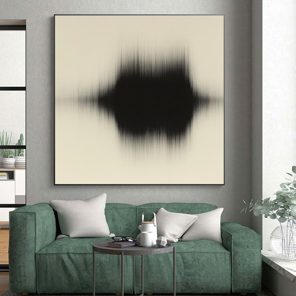 Black Beige Blurred Shape Abstract Painting GER844