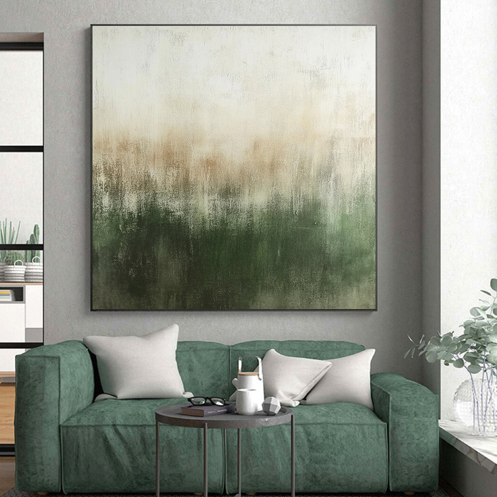 Green and Brown Abstract Painting with Subtle Transitions GER439