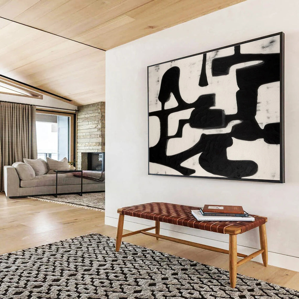 Black White Minimalist Abstract Painting THY062