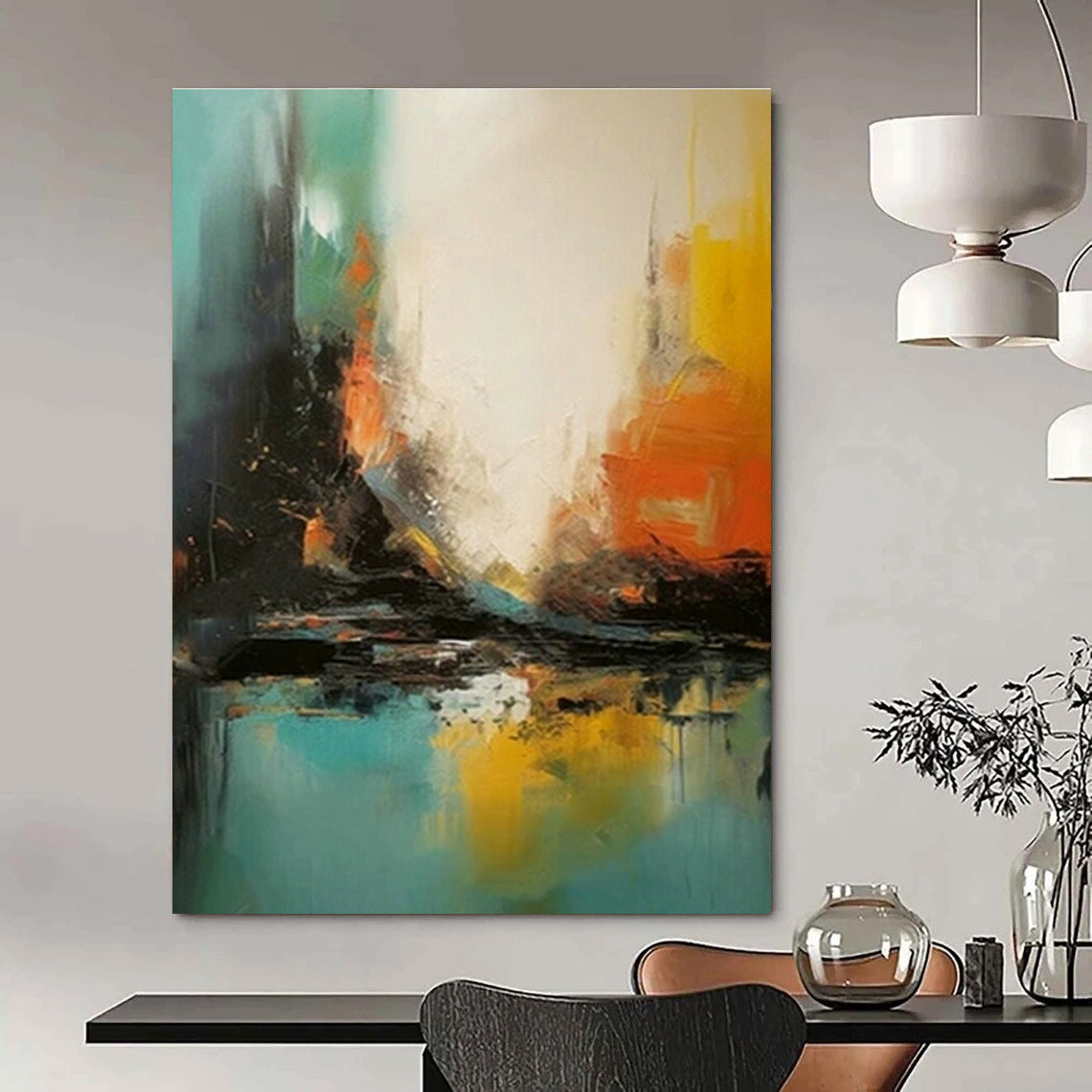 Custom Hand - Painted Abstract Art for Cottage Entryway Pet Bed Frames & Office Break Room Water Cooler Wraps DLZ0935