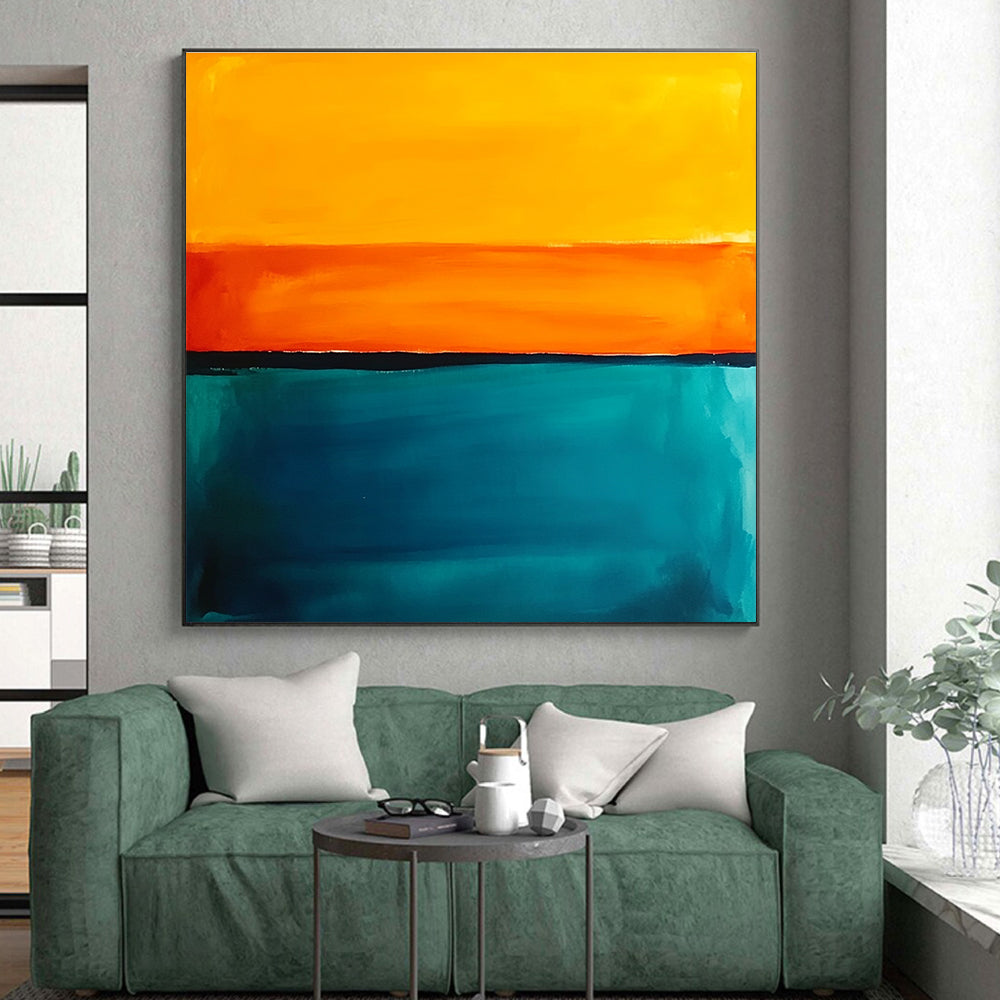 Orange and Teal Sunset - Themed Abstract Painting GER222
