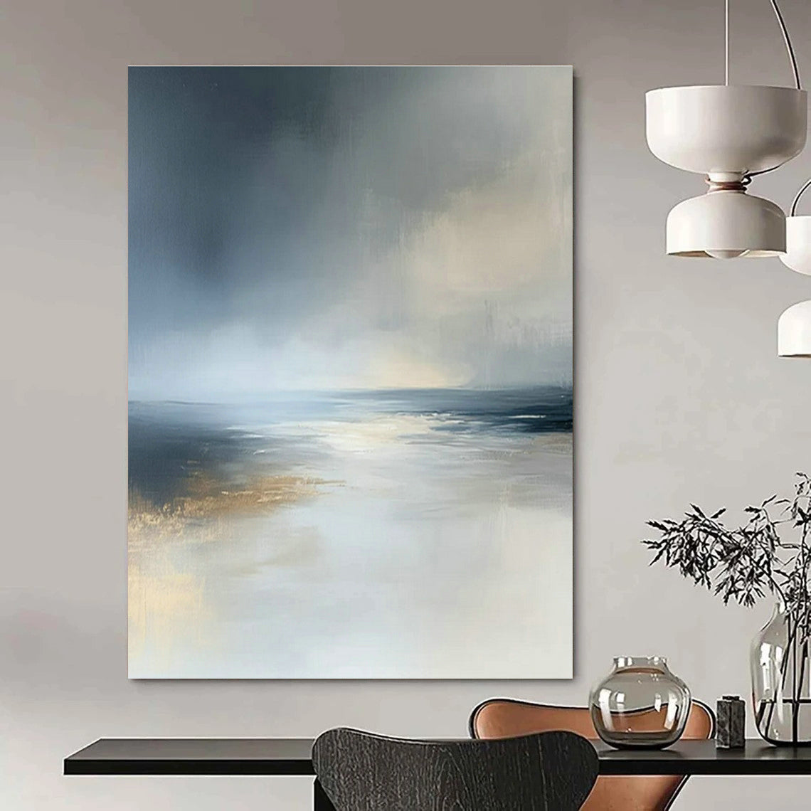 Oversized Custom Hand-Painted Abstract Art for Cottage Kitchen Pantry Wall and Bedroom Vanity Area DLZ1836