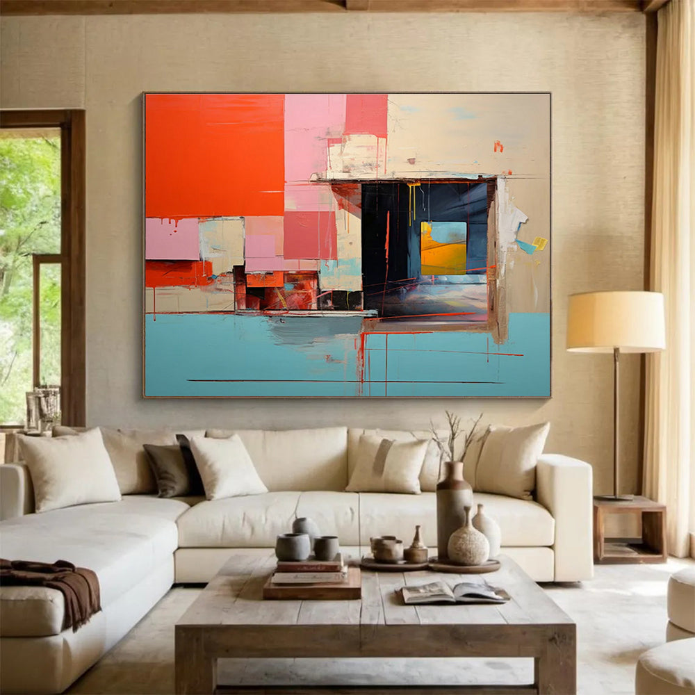 Large Custom Abstract Hand-Painted Art for Underwater Volcanic Vent Ecosystem Research Lab DLZ3024