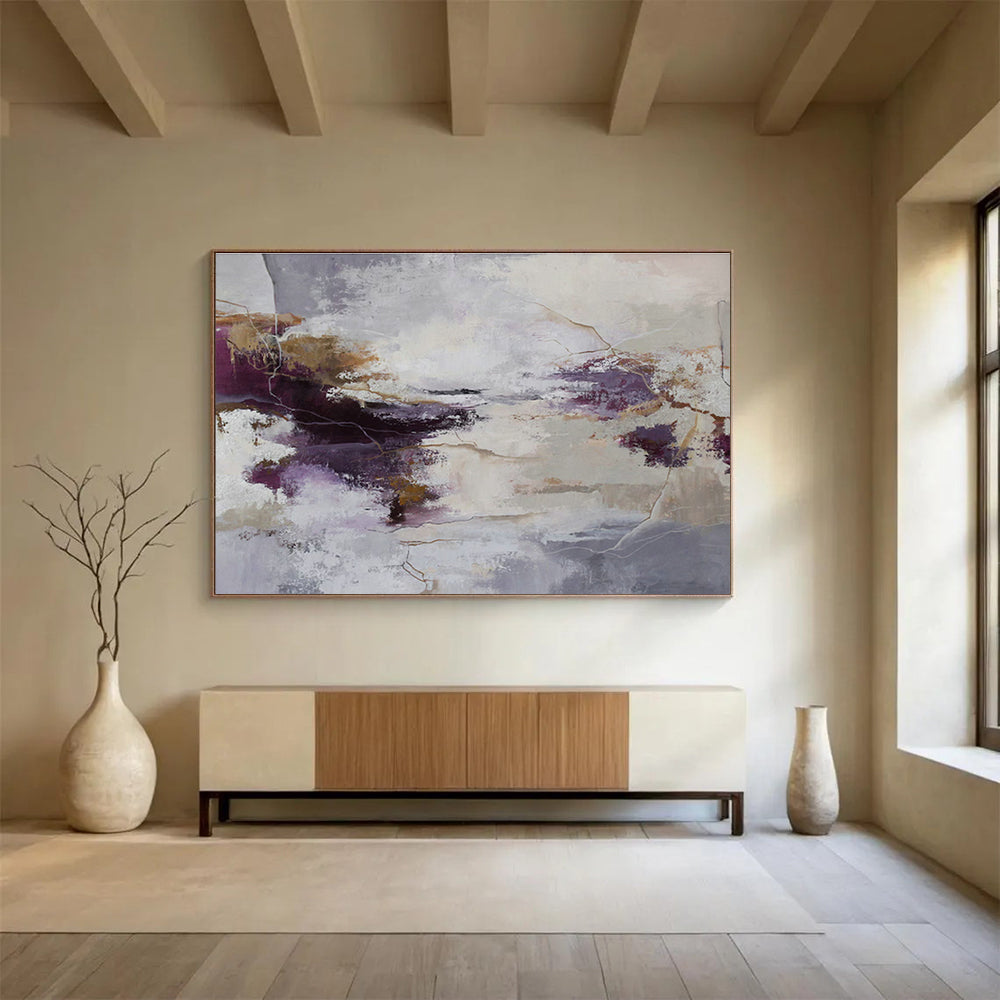 Large-Size Custom Hand-Painted Abstract Painting for Vertical Forest Residential Lobby DLZ2900