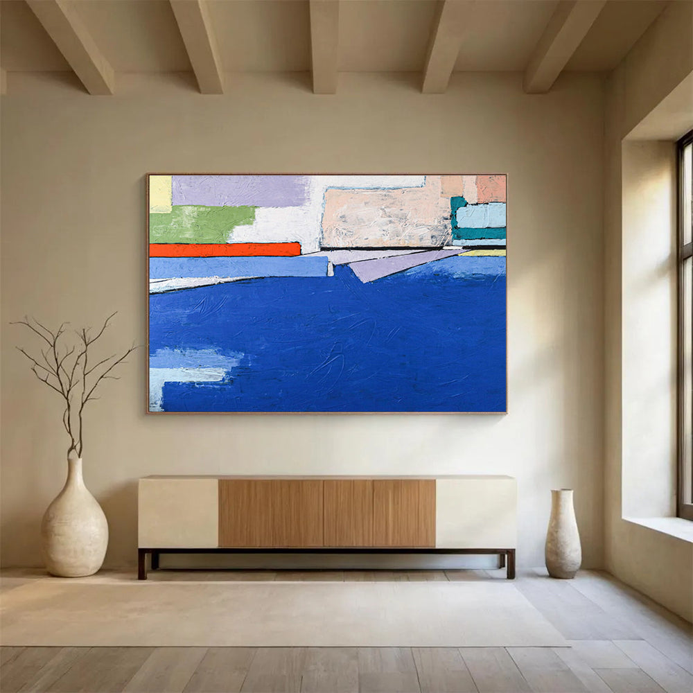 Custom-Made Giant Abstract Hand Painting for Subterranean Aquaponics Farm Control Room DLZ2959