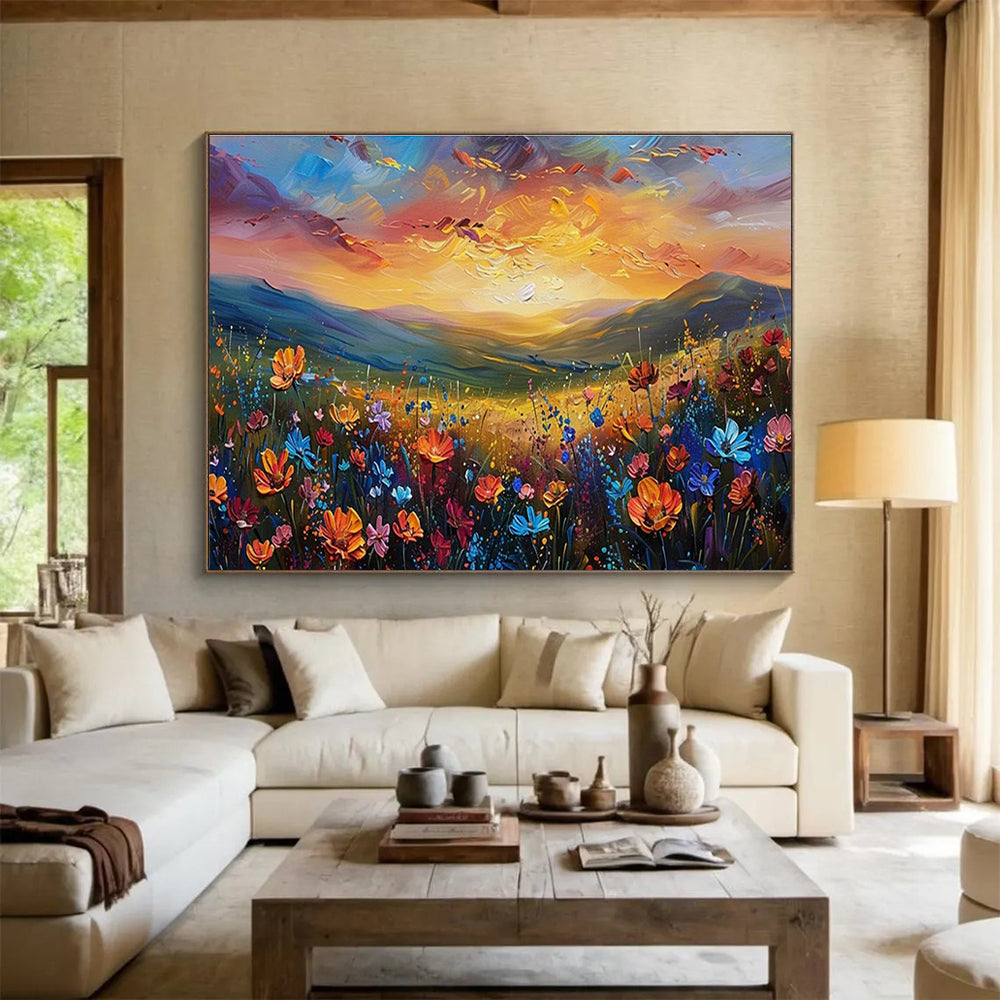 Hand-Painted Large Abstract Painting, Bold Colorful Wall Art for Living Room DLZ3221