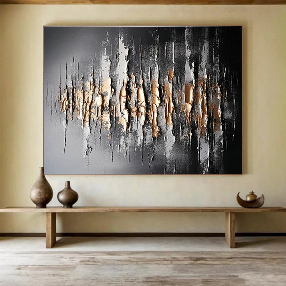 Customizable Extra-Large 3D Textured Hand-Painted Abstract Oil Painting for High-Ceiling Spaces
