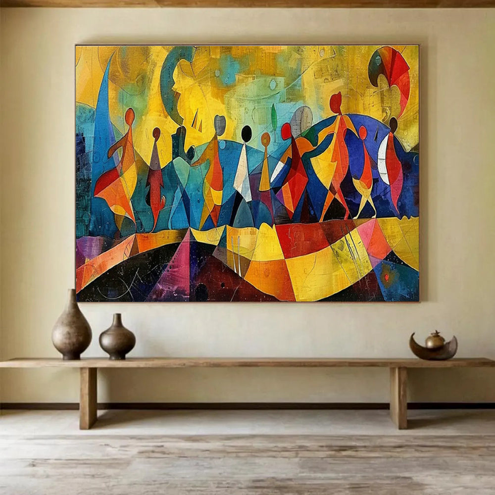 Large-Size Custom Abstract Hand Painting for Urban Vertical Aquaponics Fish Feed Development Center DLZ3152