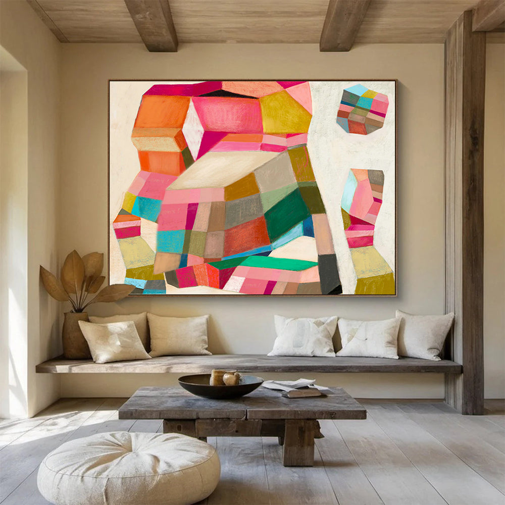 Reclaimed Wood Custom Hand-Painted Abstract for Eco-Friendly Spaces