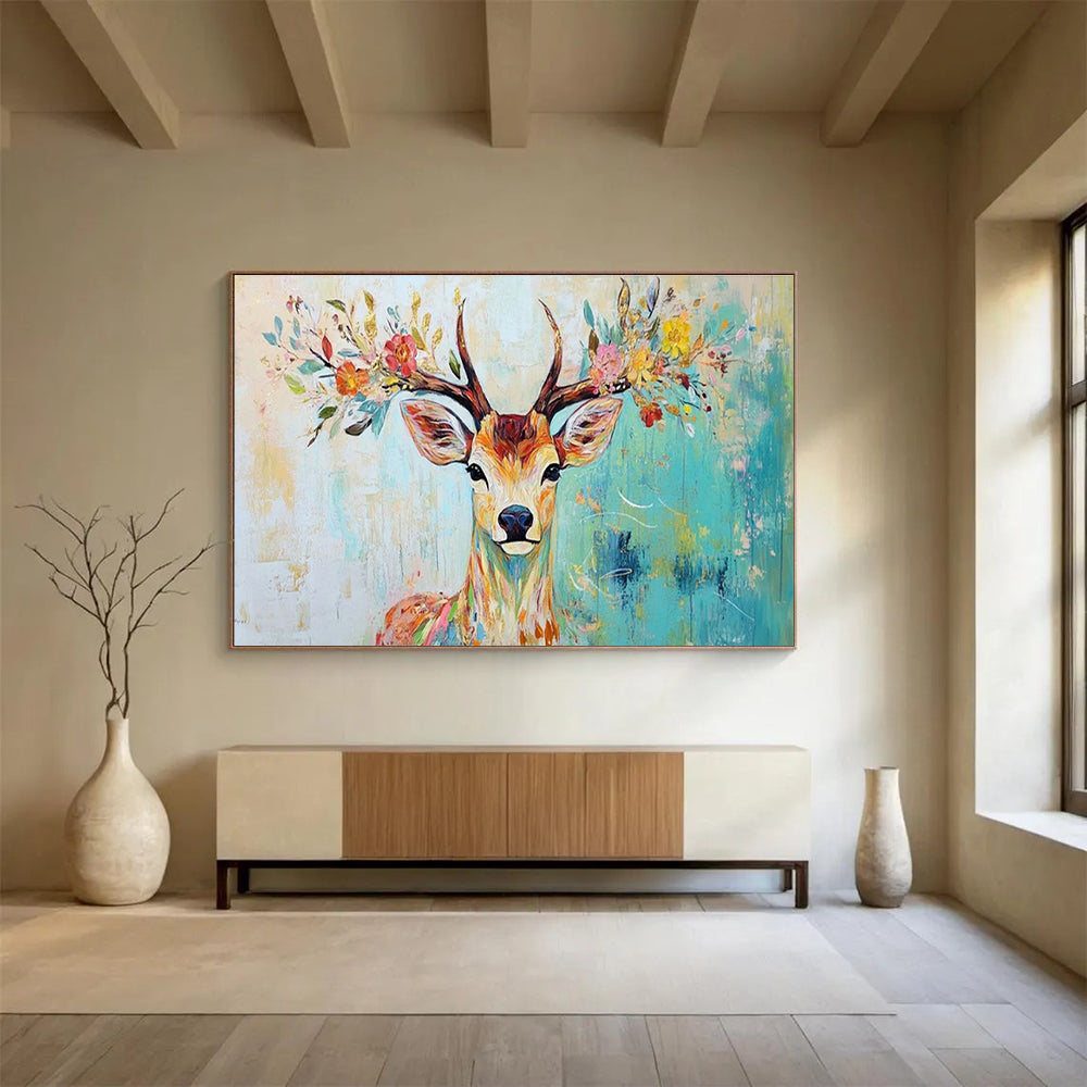 Large-Size Custom Abstract Hand Painting for Urban Rooftop Solar-Powered Ventilation and Cooling System Installation Office DLZ3187