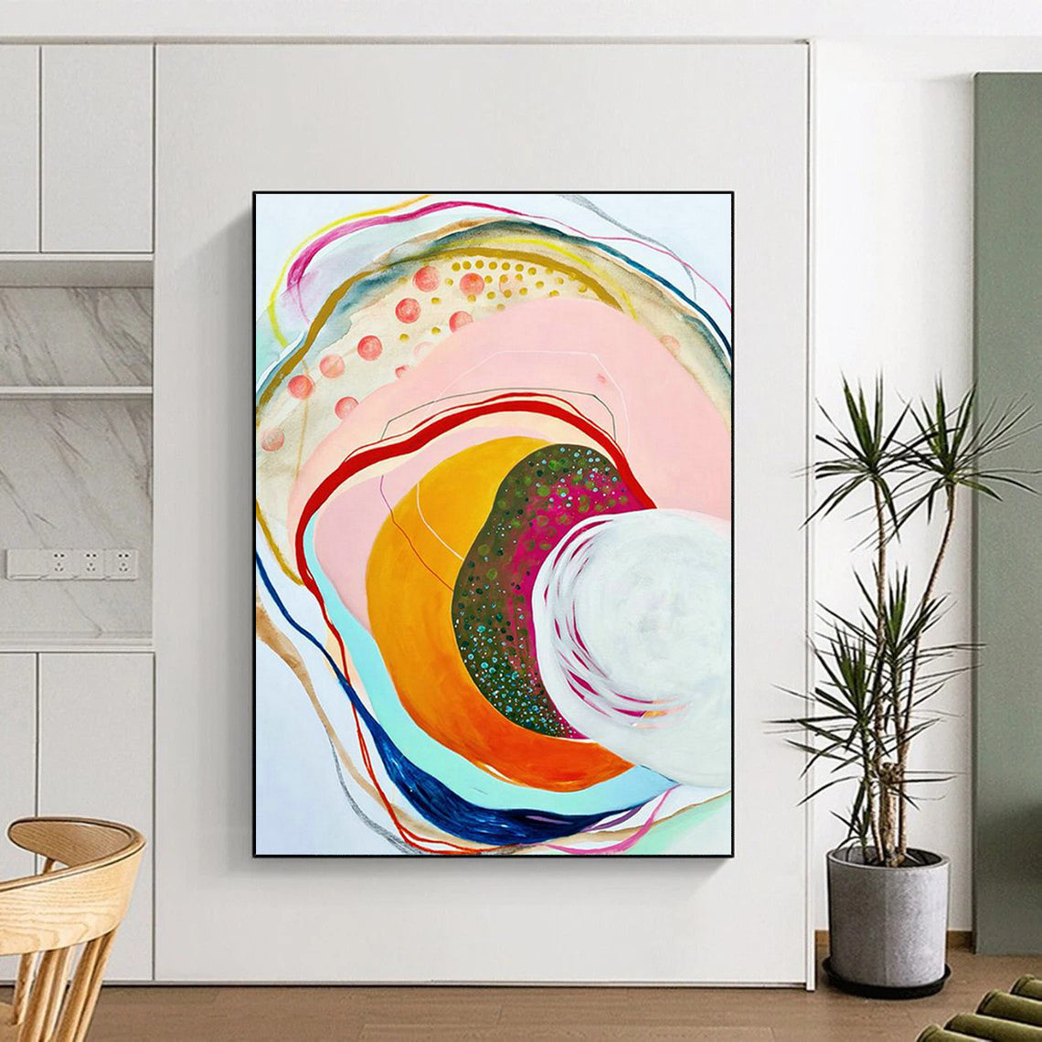 Large-Scale Custom Hand-Painted Abstract Painting - Warm Decoration for Maternity Centers  DLZ0139