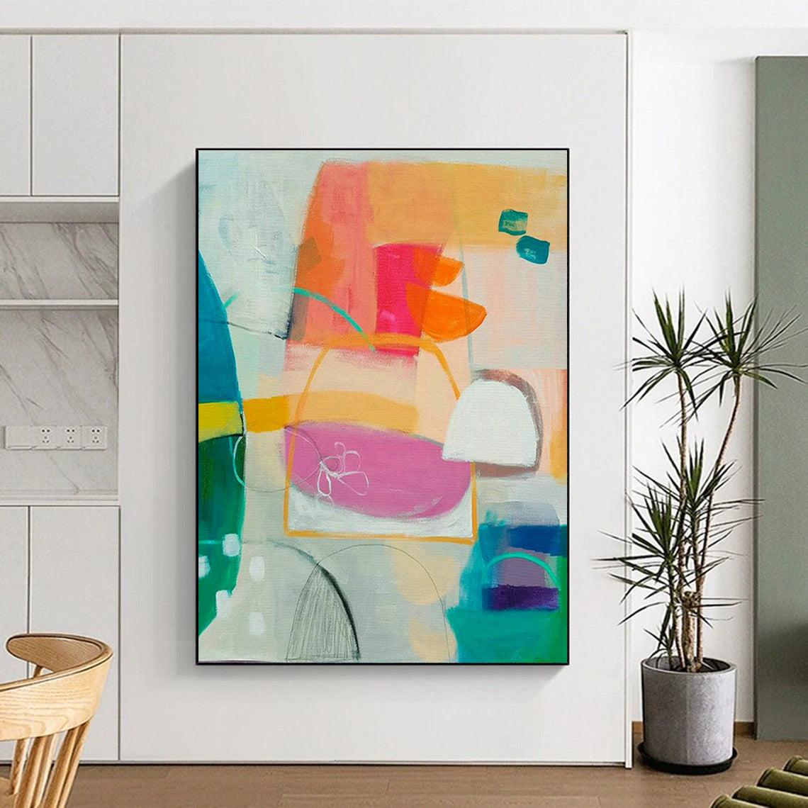 Large-Scale Custom Hand-Painted Abstract Painting - Personalized Art Decoration for Apartments  DLZ0138