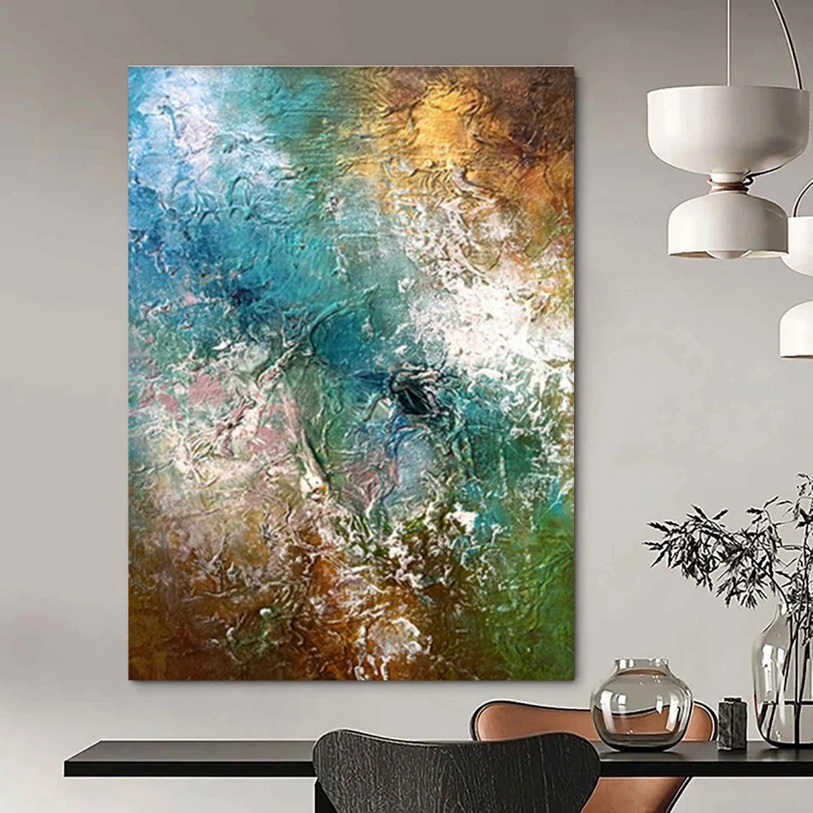 Massive Custom Hand-Painted Abstract Artwork for Podcast Studios  DLZ0006