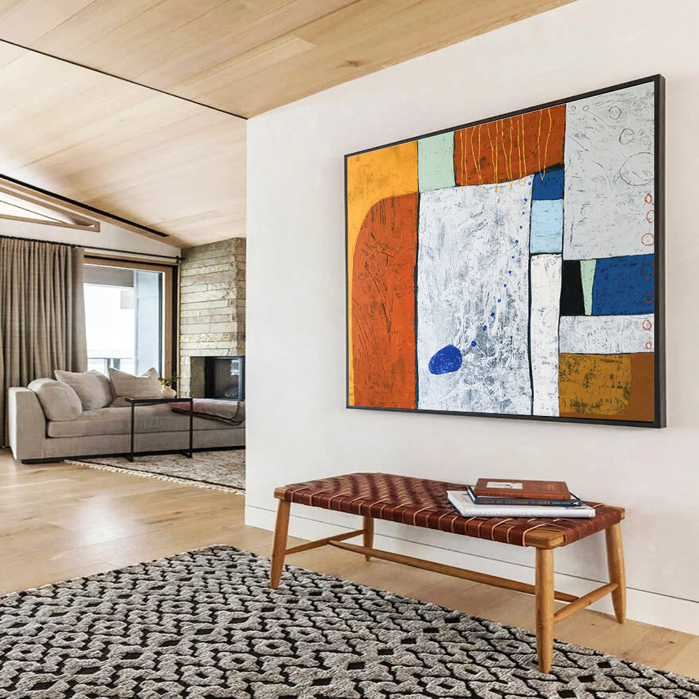 Customized Large-Scale Abstract Hand Painting for Subterranean Geothermal Heating Plant DLZ2940