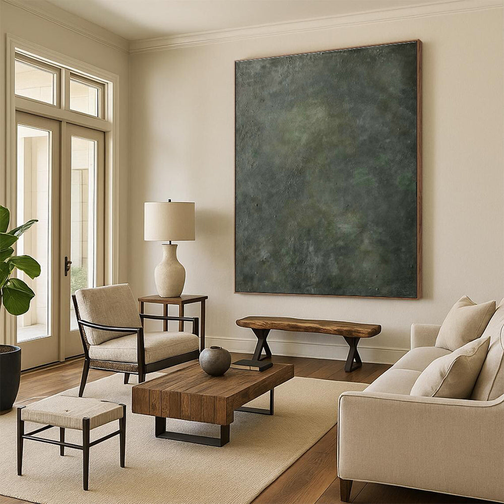 Striking Large-Scale Custom Hand-Painted Abstract Art - Artisanal Appeal for Leatherworking Studios  DLZ0235