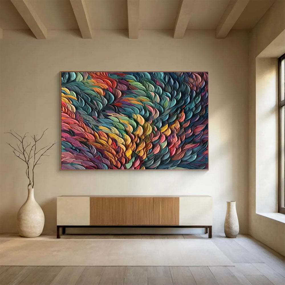 Big Hand-Painted Abstract Canvas, Coastal Blues and Greens for Beach Houses DLZ3241