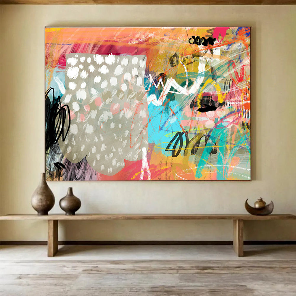 Kinetic Mobile Custom Hand-Painted Abstract for Atrium Installations