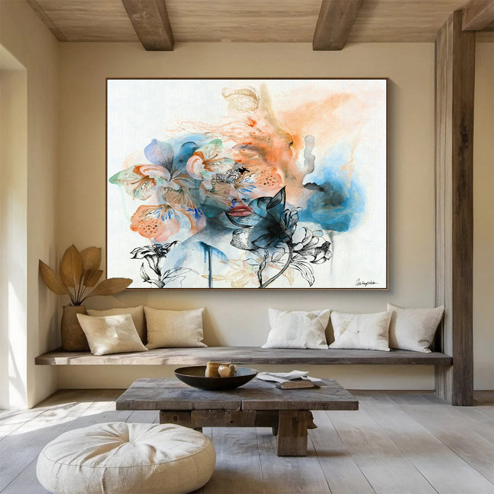 Large Custom Abstract Hand-Painted Art for Coral Reef Conservation Center Visitor Area DLZ2920