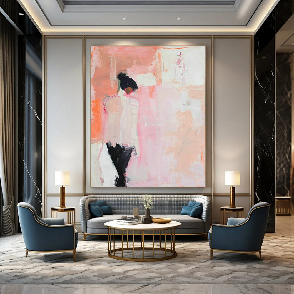 Enormous Custom Hand-Painted Abstract Painting - Artisanal Heritage for Traditional Weaving Workshops  DLZ0339